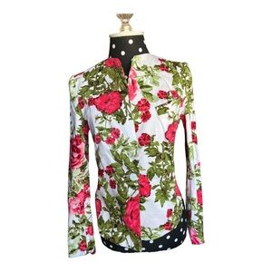 Alicia + Megan Floral Reverse Crop Jacket/Blazer Women Size Small